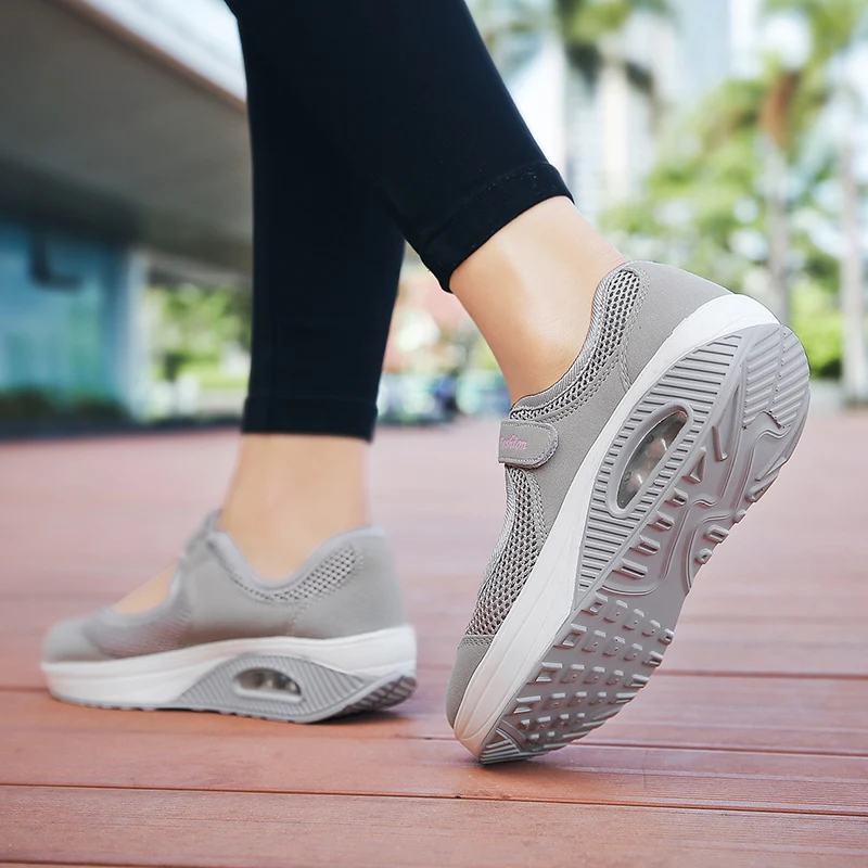 Summer Women Flat Platform Shoes Woman Casual Mesh Breathable Slip on Fabric Sneakers Female Mary Jane Shoe