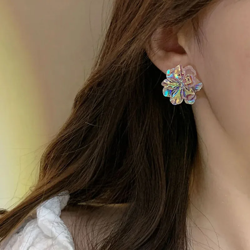 Цветные акриловые серьги с цветами в европейском и американском стиле