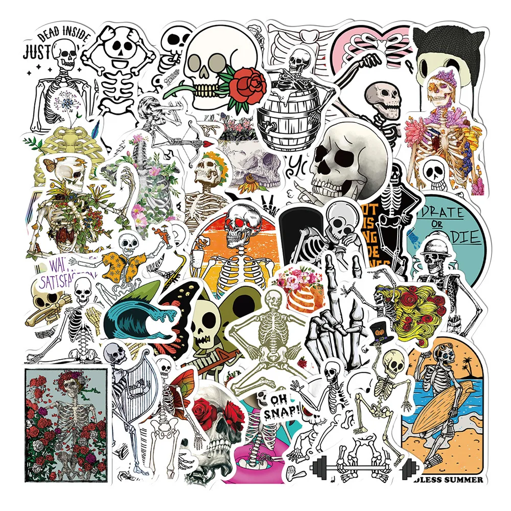 

10/30/50PCS Cartoon Art Skull Graffiti Sticker Mobile Phone Laptop DIY Skateboard Waterproof Decorative Gift Sticker Wholesale