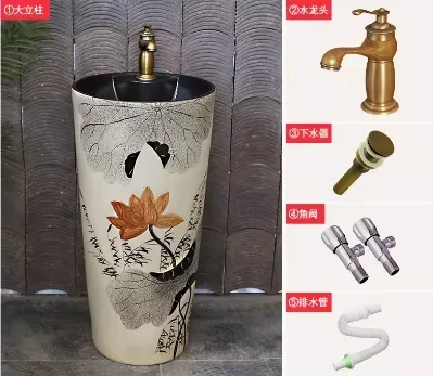 Фото Lavabo colonne rétro du sol au plafond, évier de base extérieur dans une cour №2