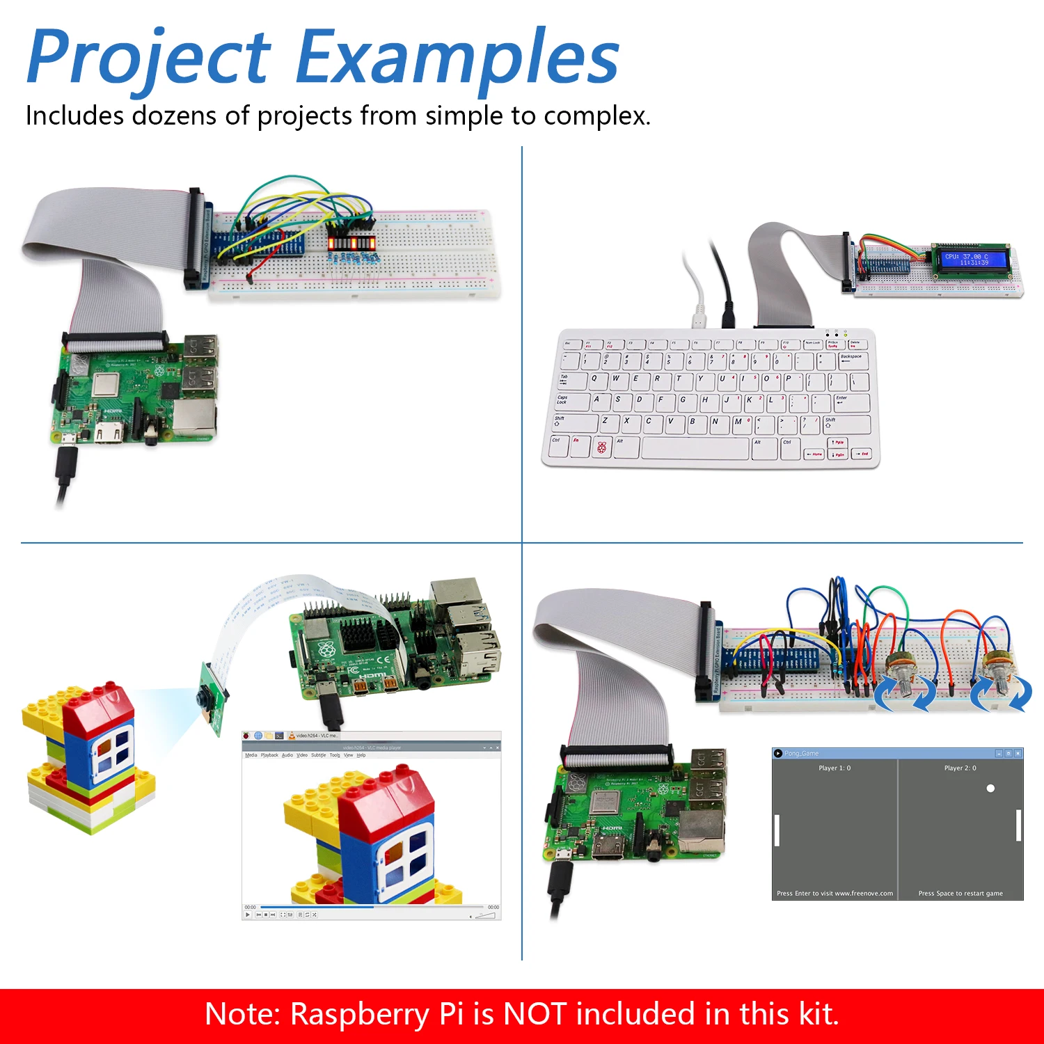 Фото Полный стартовый набор Freenove для Raspberry Pi 5, 4 B, 3, 500, Zero 2 W, с 1170-страничным руководством, 386 элементами, 164 проектами, камерой и динамиком №5