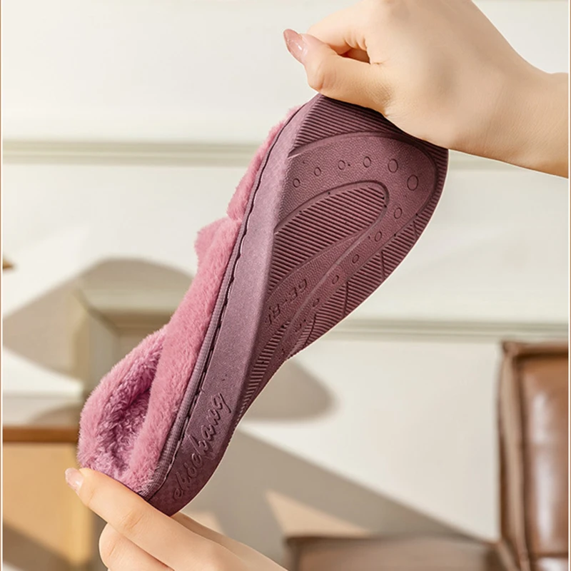 HKAZ женские зимние теплые меховые тапочки для дома хлопковая обувь с плюшевой