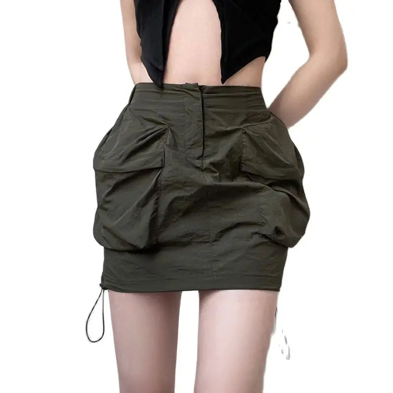 

Женская тканая юбка с высокой талией и карманами