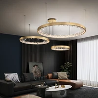 Luxury Crystal Chandelier Modern Minimalist Ring Pendant Lamps For Ceiling Dining Table Bedroom Living Room Suspension Luminaire