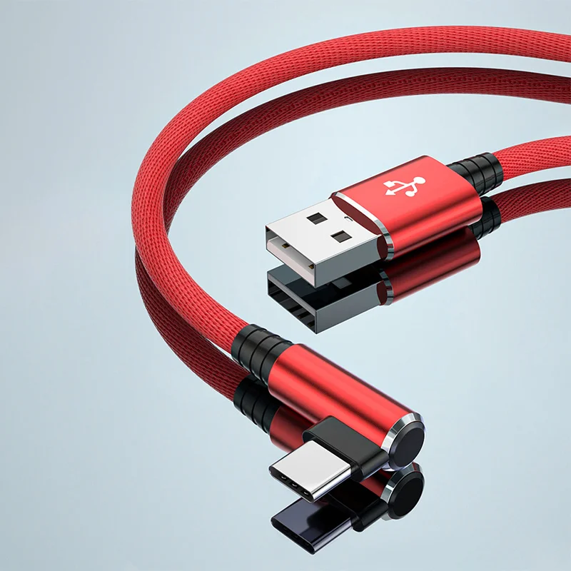 

90 Degree Elbow Charger Usb Cable for Samsung Huawei Xiaomi Gamer Mobile Phone Accessories Type C Cable Power Bank Usb C Cable