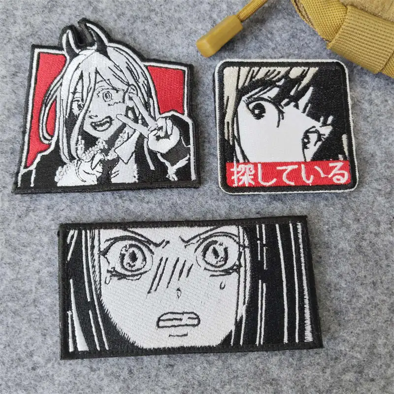 Анимационная вышитая нашивка Rifeng аниме с электрической пилой женские глаза