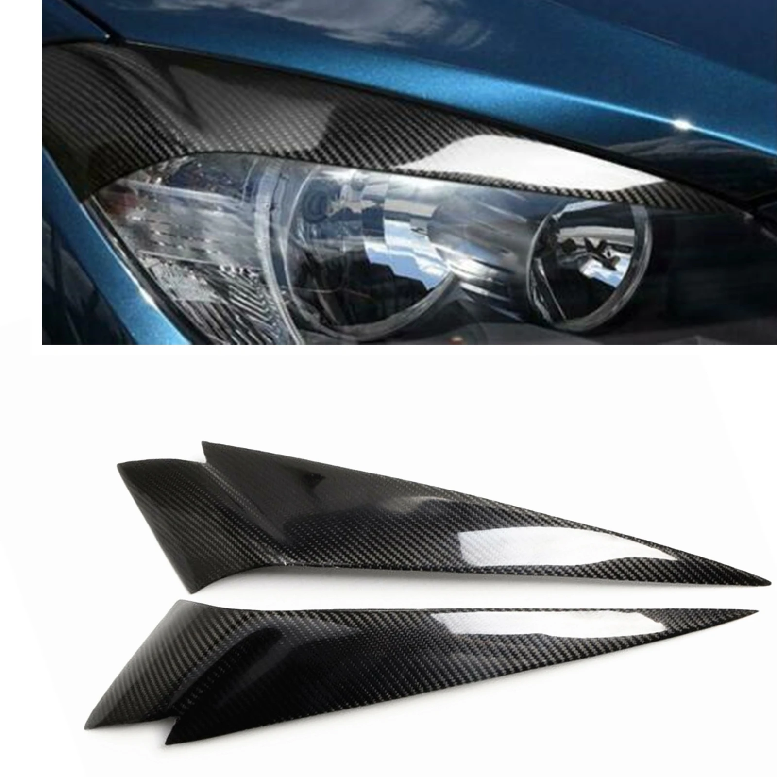 

Car Headlight Eyelid Trim Front Head Light Eyebrow Cover Brow Sticker For BMW X1 E84 28i 35i Estate 2009-2015