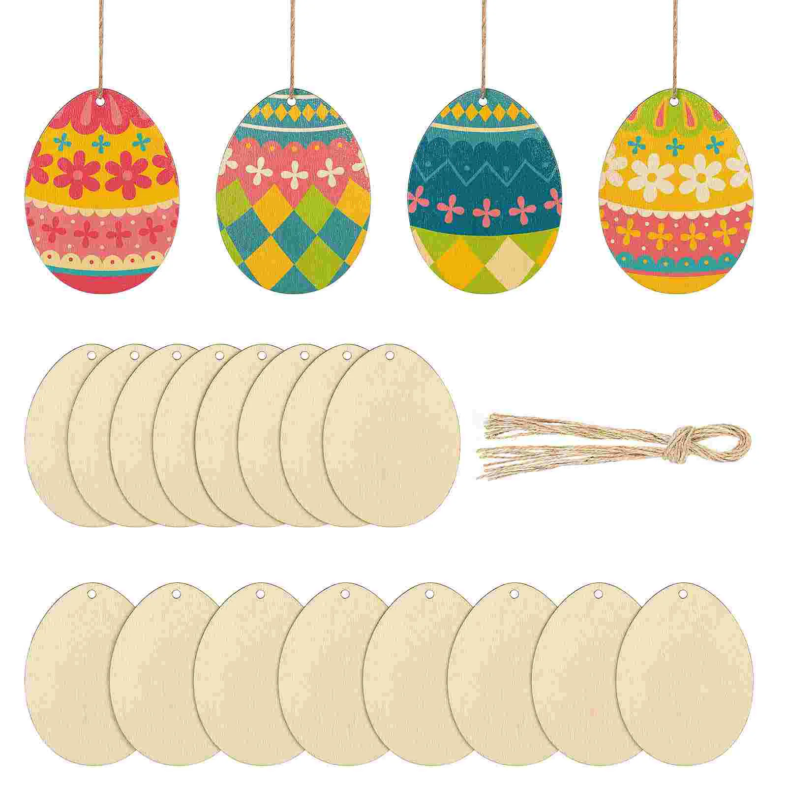 

20 Pcs Home Accessories Egg Hanging Ornaments Decoraciones Para Salas Casa Flats Bulk Decorations Wood Chips Wooden Easter Eggs