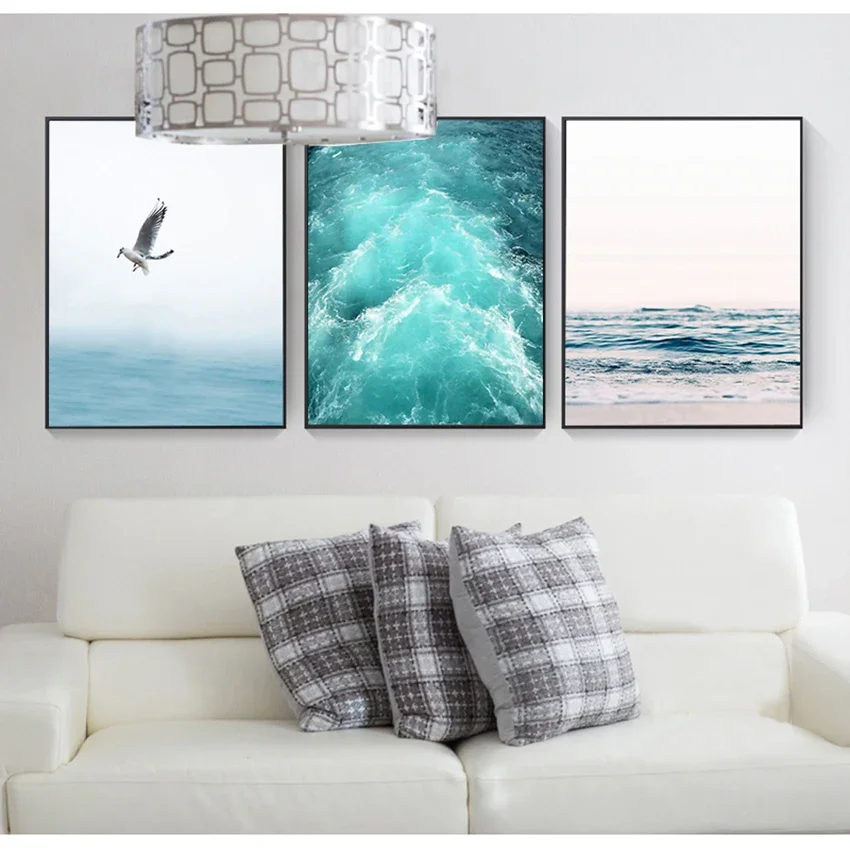 Художественный плакат декор гостиной морские птицы синее море и небо