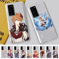 yinuoda anime genshin impact tartaglia phone case for huawei p 20 30 40 pro lite psmart2019 honor 8 10 20 y5 6 2019 nova3e