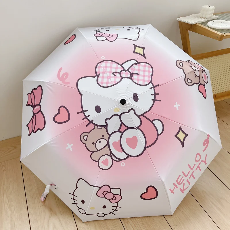 

Sanrio Kawaii HelloKitty Зонт студенческий мультфильм аниме солнечный и дождливый день полностью автоматический зонтик фотография подарок для девушки