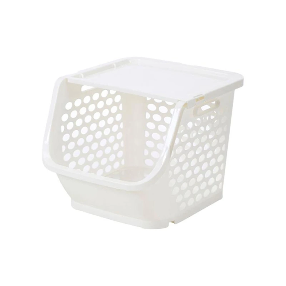 

Multifunctional Plastic Storage Basket Kitchen Household Fruits Washing Basket Children's Toy Storage Rack with Cover A