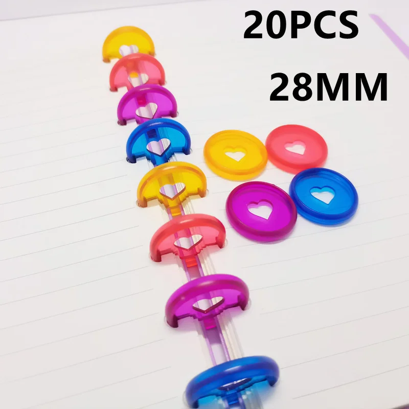 

20PCS28MM multi-function transparent jelly-colored plastic binding ring binding plate loose-leaf notebook binding supplies