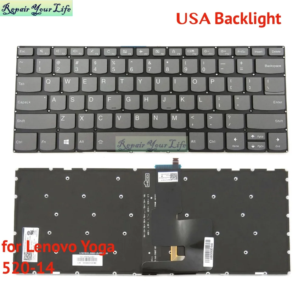 PT-BR Бразилия Великобритания США Клавиатура с подсветкой для Lenovo Yoga 520-14 520-14IKB 80YM 80X8