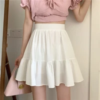 summer sweet solid pleated skirt high waist womens skirt korean fashion student leisure mini skirt beach holiday clothing