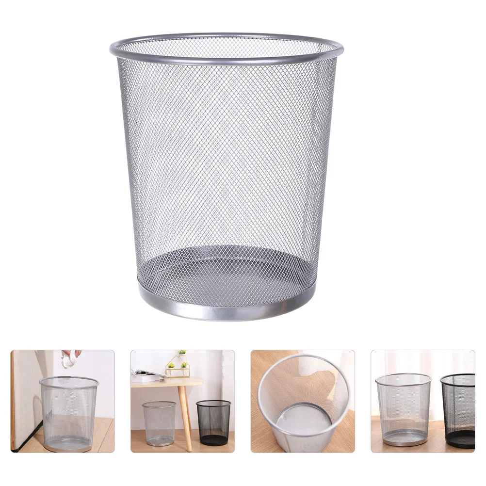 

Trash Can Garbage Bin Container Cans Kitchen Basket Round Waste Small Large Bedroommetal Office Mesh Recyclingsink Storage
