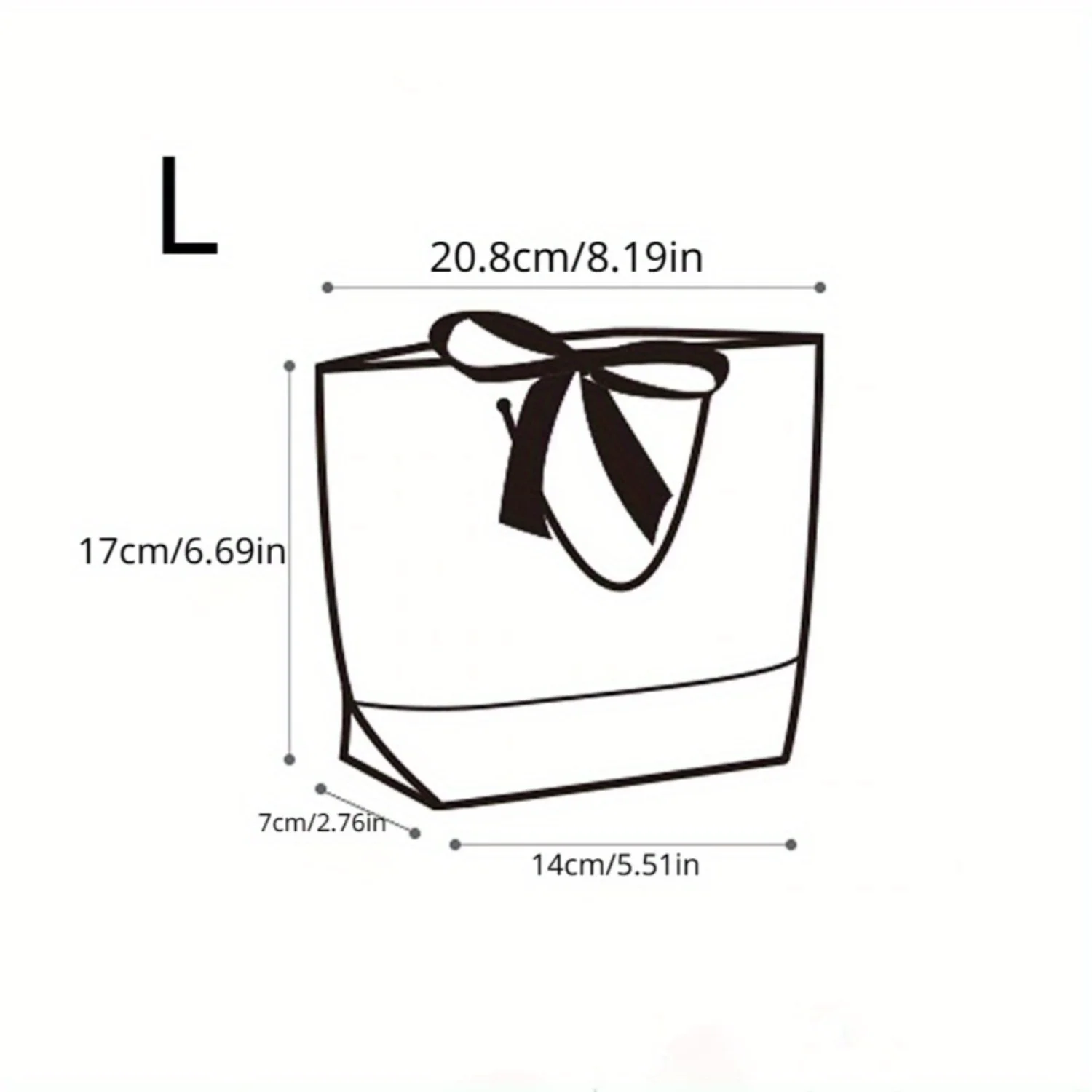 10 Pcs Elegant White Paper Gift Bags with Black Border and Bow Ribbon - Perfect for Shopping Parties Special Occasions