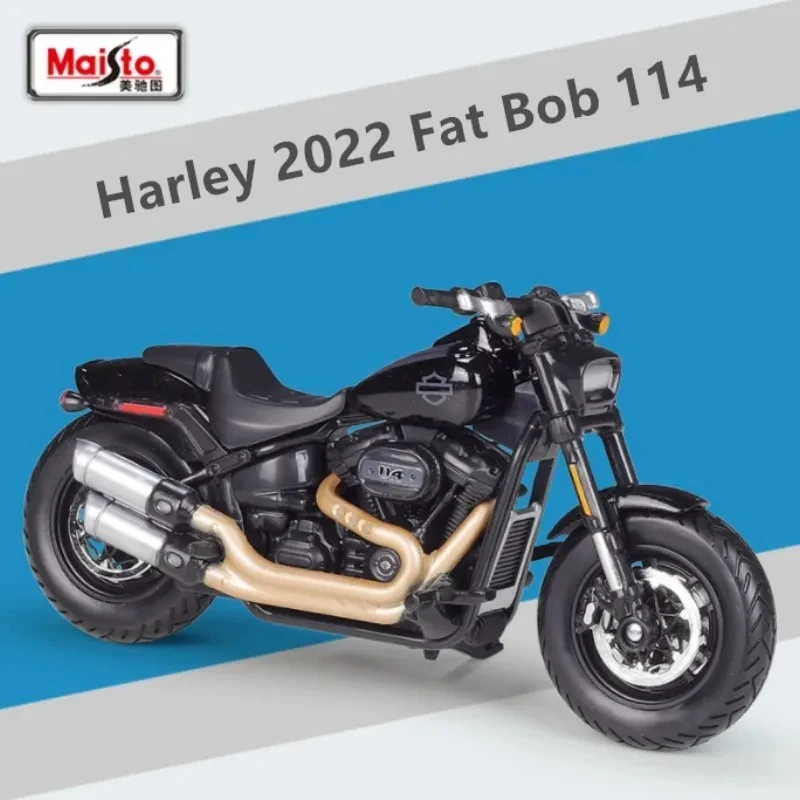 

Maisto 1:18 Harley Davidson 2022 Fat Bob 114 Alloy Sports Motorcycle Metal Street Race Motorcycle Model Simualtion Toys Kids