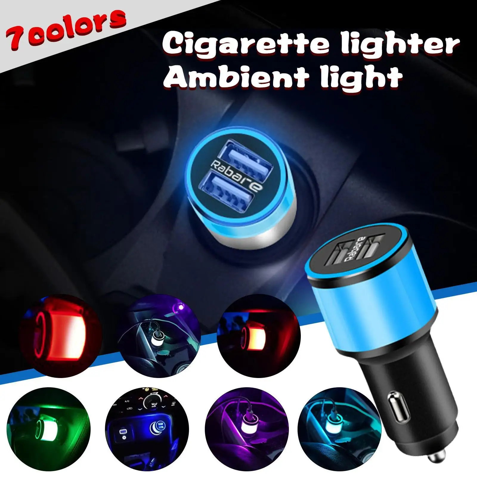 

Led Car Atmosphere Light Breathing Light With USB Car Charger Fast Charger 12-24V Cigarette Socket Lighter Auto Interior Lights