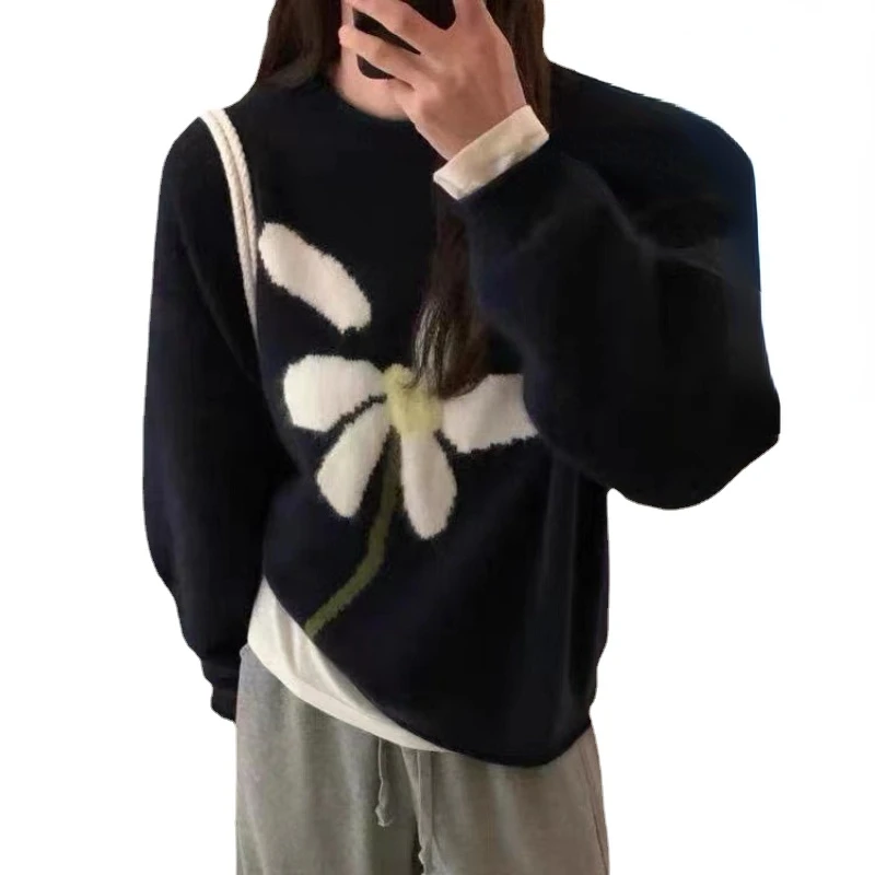 Jielur модный изящный Тюльпан Цветок абрикосовый свитер для женщин осень зима