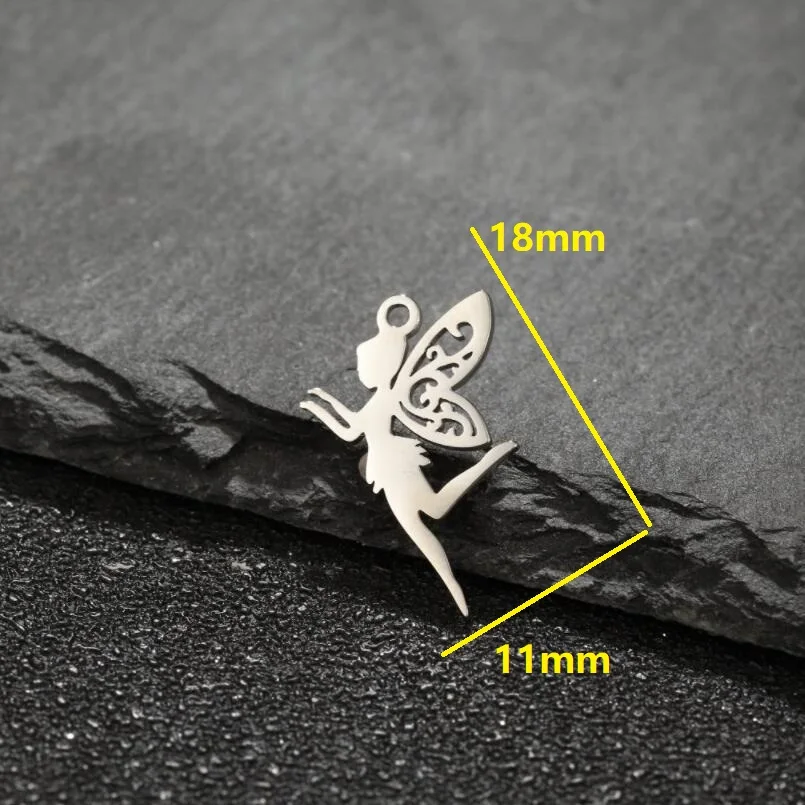 Shuangshuo 5 шт./лот Подвески Сказочный Ангел 18x11 мм подвески из нержавеющей стали для
