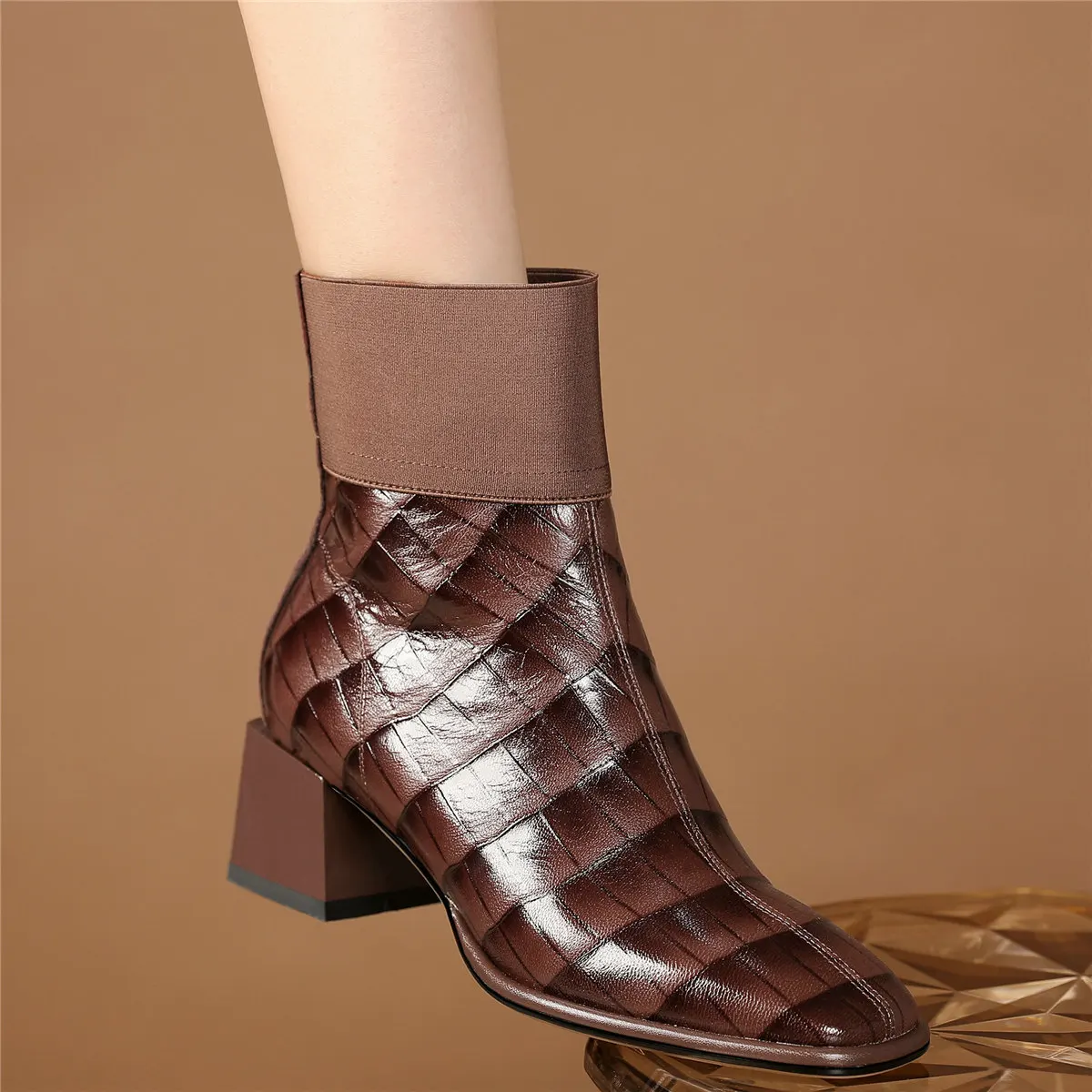 High Top Platform Pumps Women Genuine Leather Chunky High Heels Ankle Boots Female Winter Round Toe Fashion Sneaker Casual Shoes