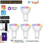 Умные светодиодные лампы Tuya Wi-Fi Gu10, приглушаемая настенная лампа для гостиной, комнатное освещение для домашнего декора, ALexa Google Home Alice, 4 Вт, RGBCW
