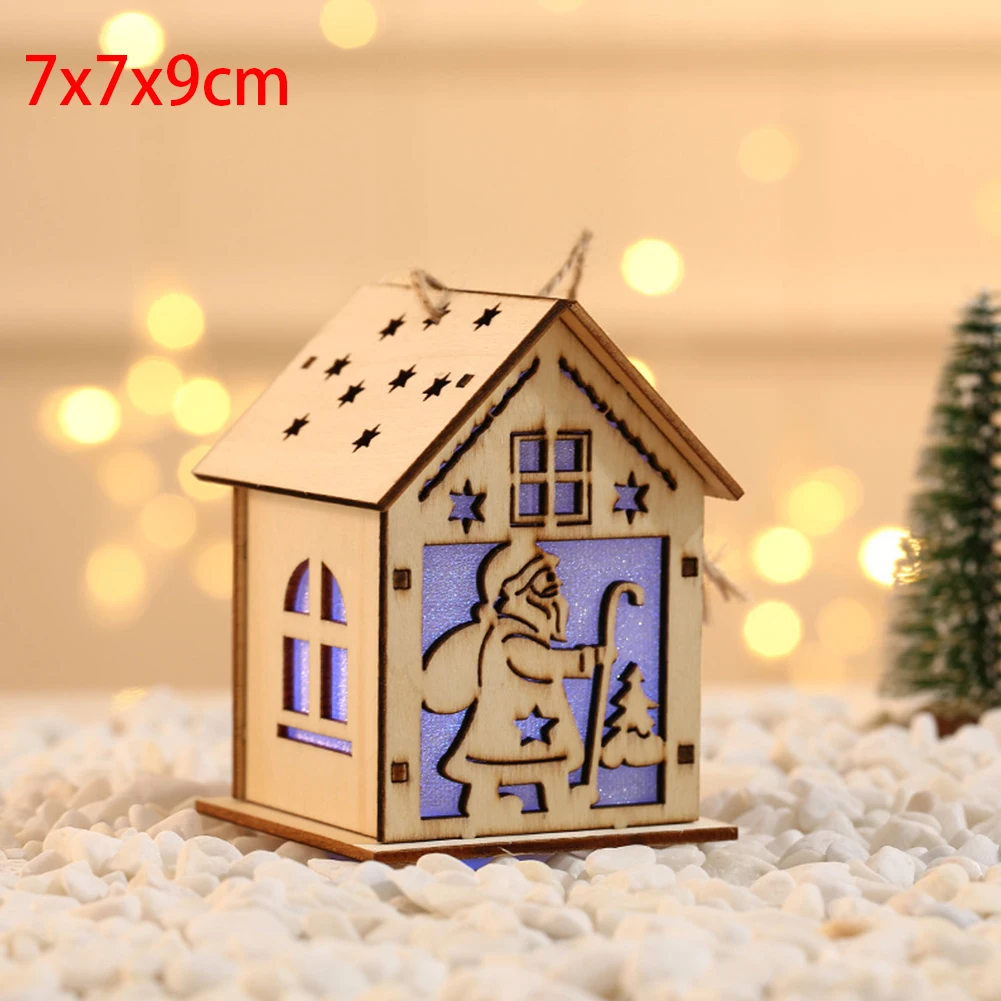 

Ornaments Christmas Wood House Wood Wood Houses 1PCS Christmas Decoration For Wedding Home Decoration Light Party