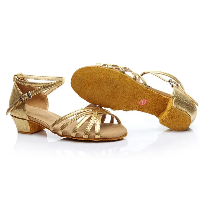 High Quality New Children Latin Dance Shoes Girls Women Ballroom Tango Salsa Sandals 3.5cm Child Kids Heel Low Heel Shoes 24-41
