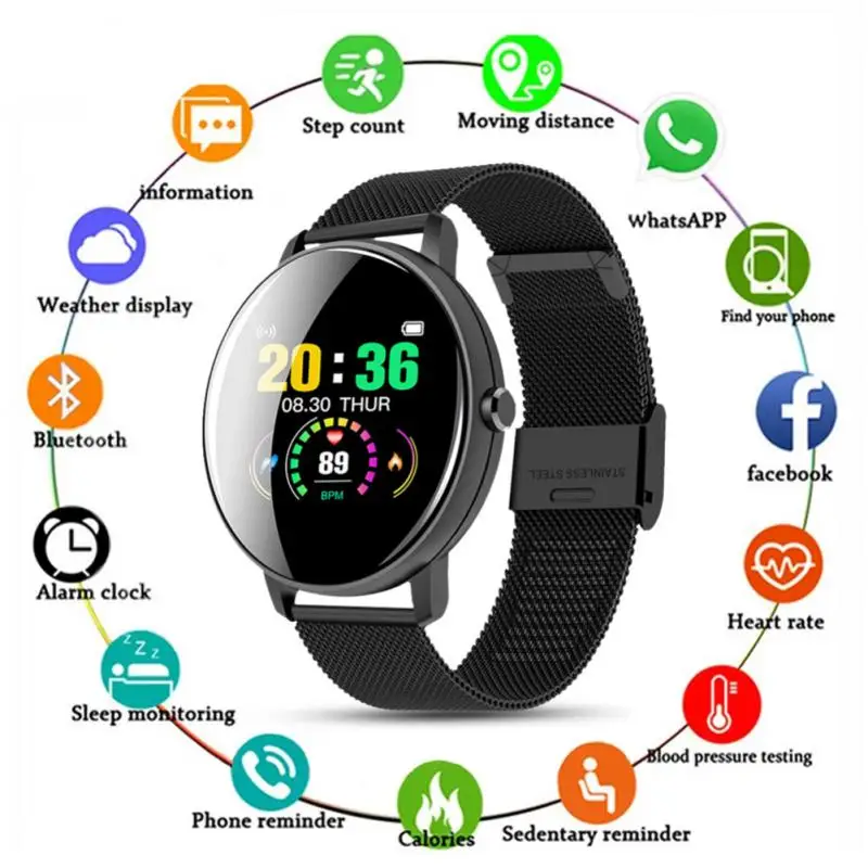 

Fashion Smart Bluetooth Watch Women Men Sport Fitness Smartwatch Sleep Heart Rate Monitor Waterproof Watches For IOS Android