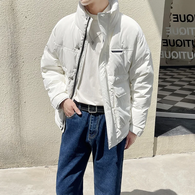 Winter Jacket Men Warm Fashion Black White Thickened Down Jacket Street Dress Korean Loose Thick Short Coat Mens Parker Clothes