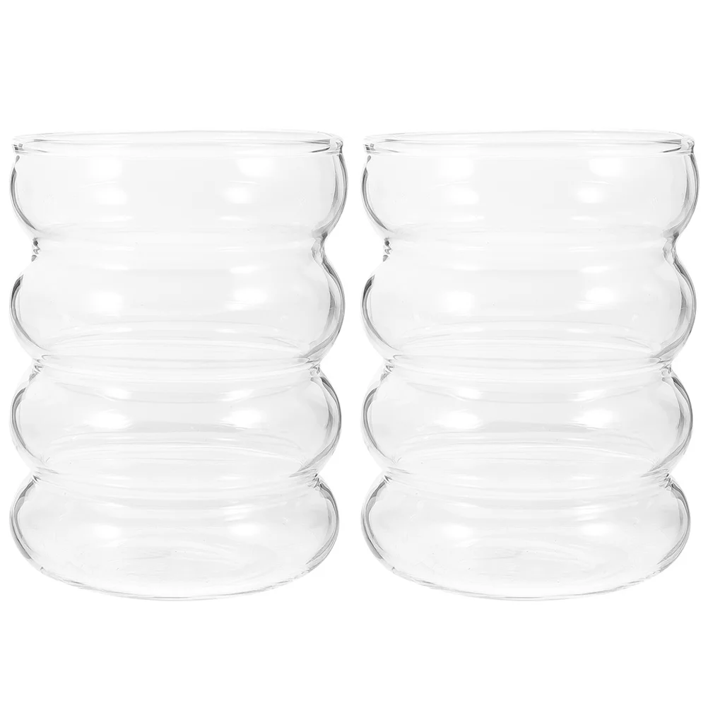 

2 Pcs Props Ripple Glass Cup Household Water Home Coffee Caterpillar Delicate Party Office Whiskey
