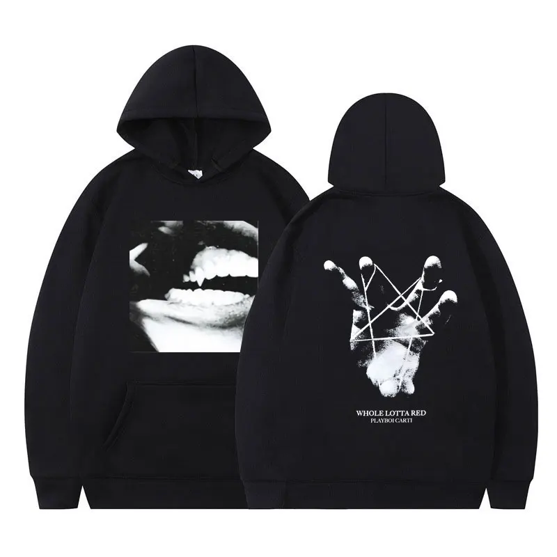 

Rapper Playboi Carti Hoodies Music Album Whole Lotta Red Sweatshirt Men Winter Loose Hooded Vintage Hip Hop Oversized Streetwear