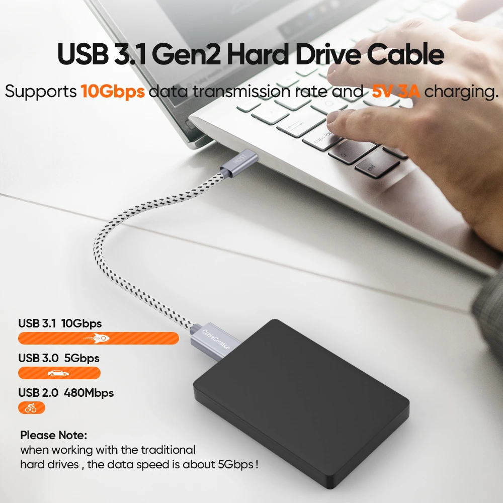 CableCreation Type USB C to Micro B Cable 10Gbps Fast Data External Hard Drive Disk for SSD HDD PC MacBook Pro 0.3m 1m |