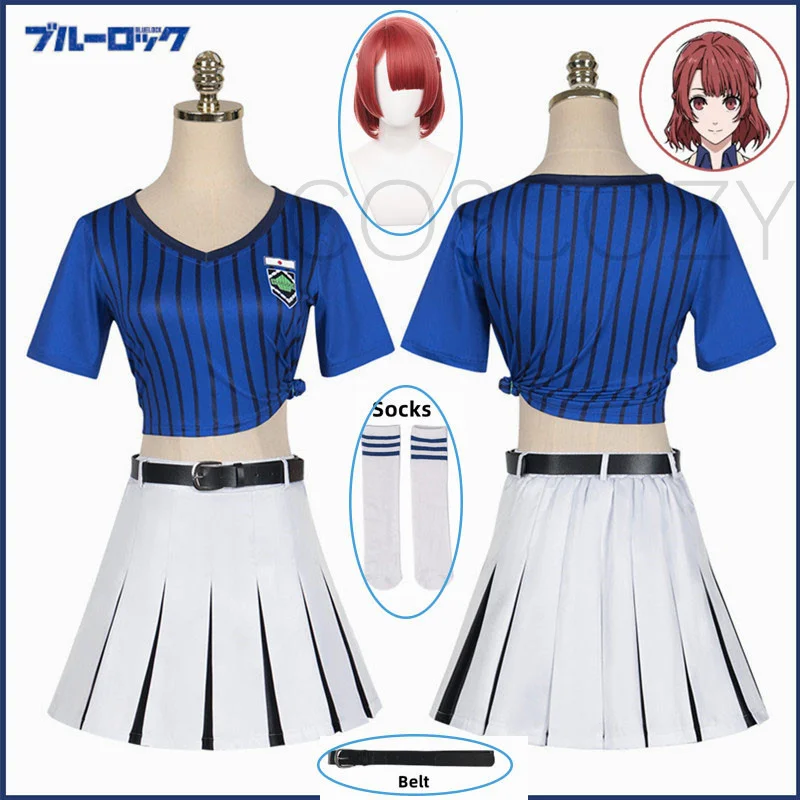 

New Anime Bluelock Teikoku ANRI Cheerleading Top Skirt Women Girl School Party Cosplay Costume Performance Uniform Daily Outfit