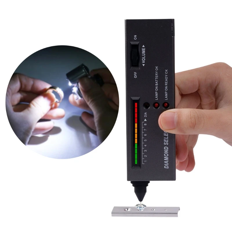 

2022 New 2-in 1 Portable Diamond Tester Pen with 60X LED Lighted Loupe Microscope Magnifying Glasses Kit Combo Jeweler Tool Kit