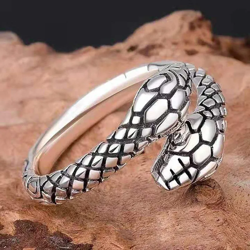 

Fashion Retro Snake Ring for Women's Double-headed Snake Opening Men and Women Ring Animal Ring Gothic Jewelry Gift Wholesale