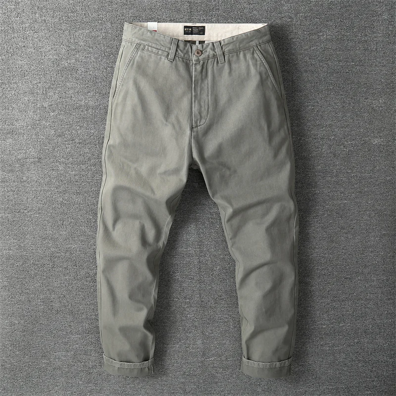 

Men's Retro Cotton Casual Pants Heavy Duty Working Wear Solid Color Cargo Pants Fashion Loose Straight Outdoor Hiking Pants