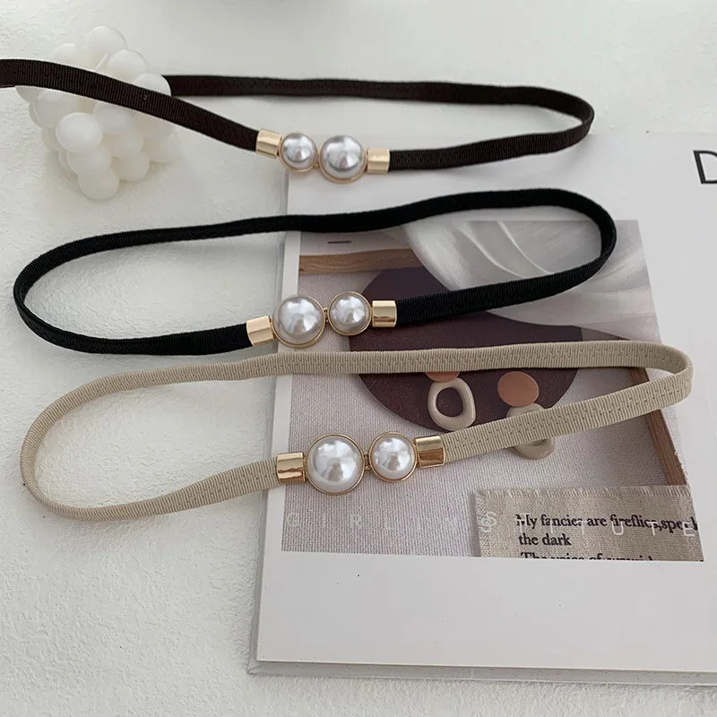 Ремень тонкий женский модный декоративный пояс из искусственной кожи с