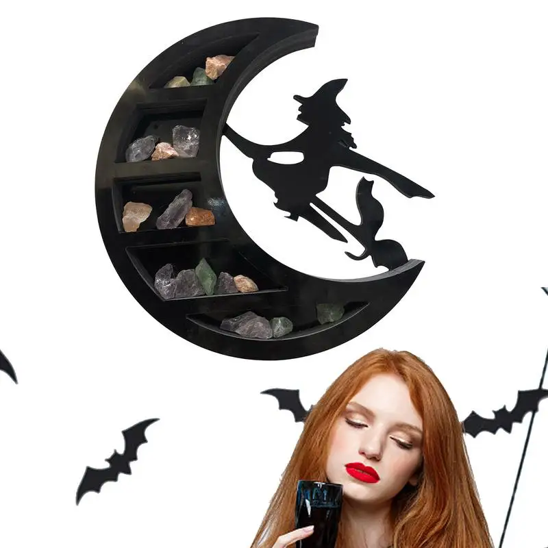 

Настенная полка в форме Луны, выдвижной держатель из страз для украшения детской комнаты