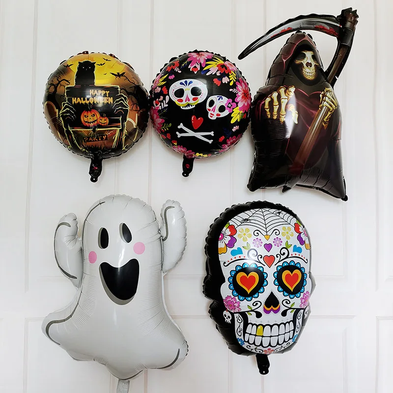 

2pcs Skull Ghost Halloween Foil Balloon Home Event Festival Decor Bat Spider Hallowmas Party Ballon Birthday Decoration Globos