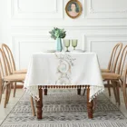 Цветочная клетчатая скатерть, пасторальная декоративная льняная белая скатерть, прямоугольная скатерть для свадебного обеденного стола