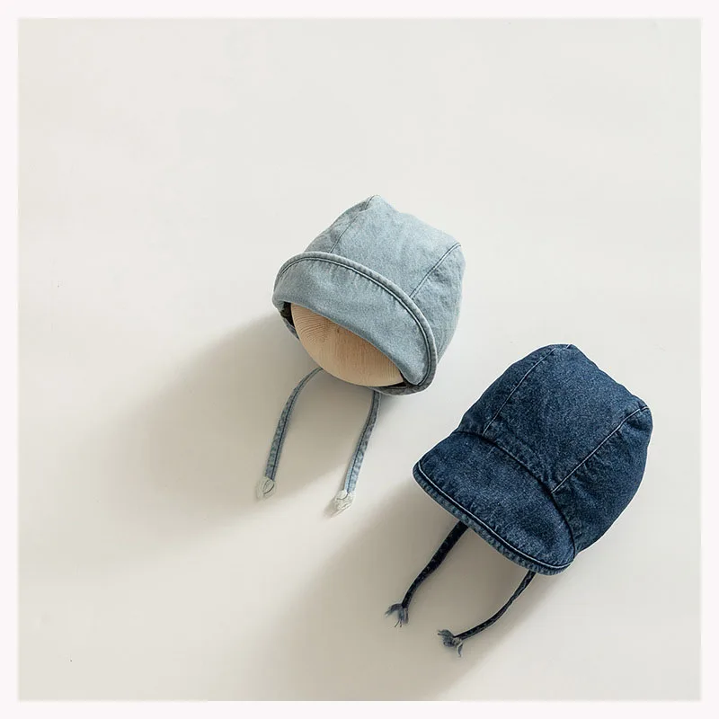 

New Denim Bonnet Caps Spring Autumn Kids Court Hat For Girls Boys Adjustable Infant Beanie Caps Korea Style Kids Caps 0-6Years