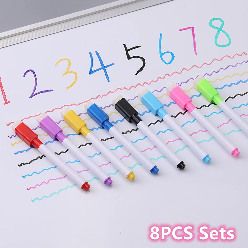 

8PCS Sets Erasable Magnetic Whiteboard Marker Pen Blackboard Marker Chalk Glass Ceramics Office School Art Marker Stationery