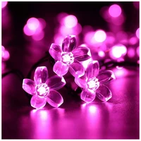 solar flower string lights outdoor led solar fairy lights waterproof cherry blossoms cute light for garden tree patio yard party
