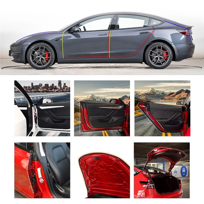 6 шт. резиновые автомобильные звукоизоляционные ленты для шумоподавления Tesla Model S