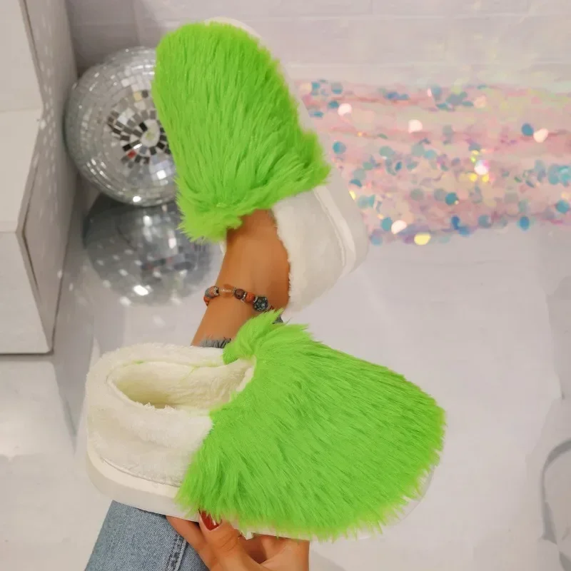 Women's 2024 autumn and winter new plush home lazy cotton slippers anti slip durable fashionable warm shoes