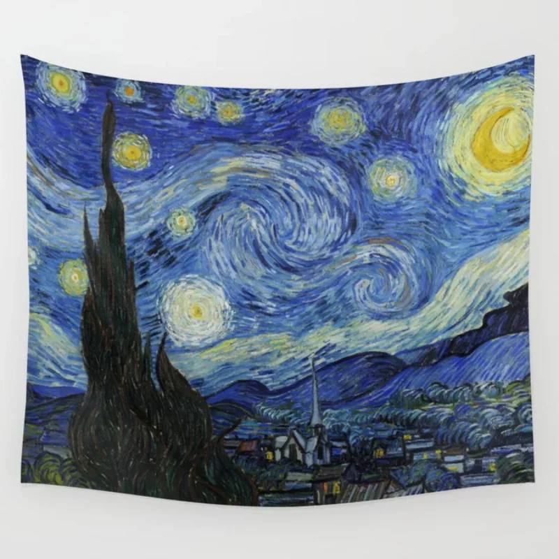 

Starry Night By Vincent Van Gogh Tapestry Wall Hanging Tapestries Bedspread Bedding Towel Throw Sheet Person