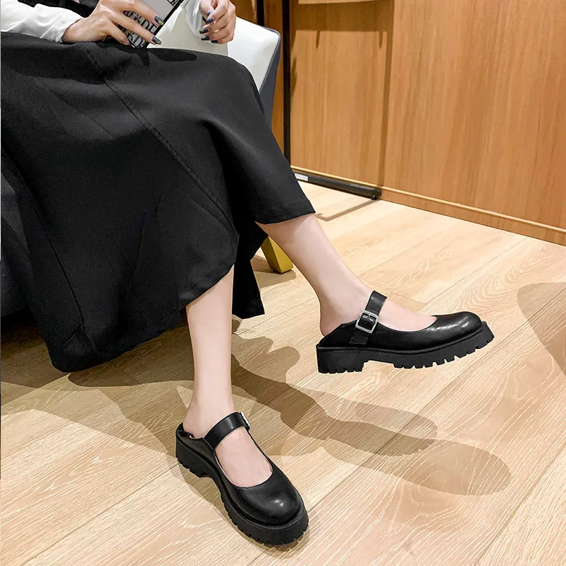 

Women's Shoes Thick Bottom Summer New Genuine Leather Mary Jane Shoes Female Fashion Retro Lady Student Girl Shoes
