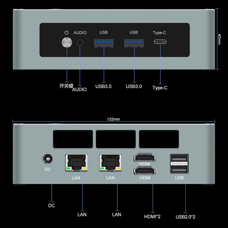 Мини-ПК AMD Ryzen 9 5900HX R7 7730U R5 7530U 2 * DDR4 NVMe 2xLAN Windows 11 Nuc Настольный ITX Компьютер WiFi6E Bluetooth5.2